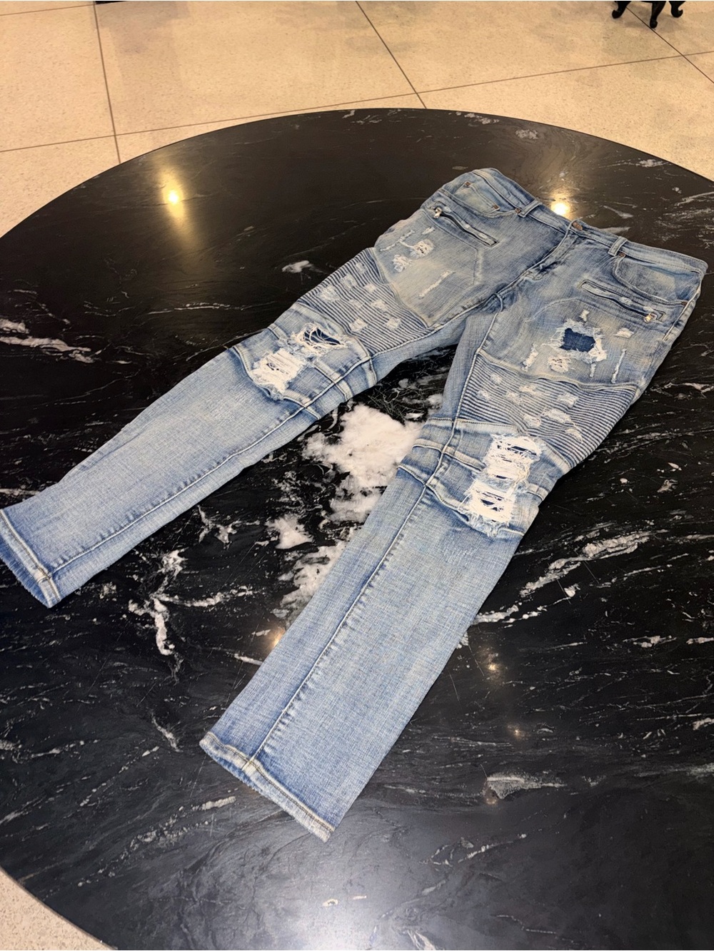 Light Blue Slim Straight Men’s Distressed Jeans